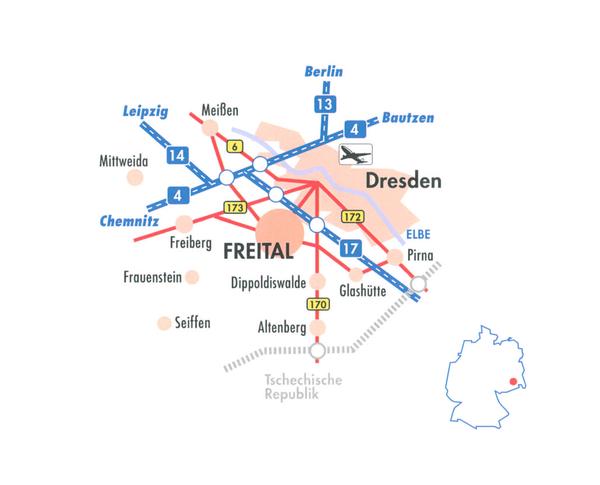 Straenverkehrsanbindungen Freital im Groraum Dresden